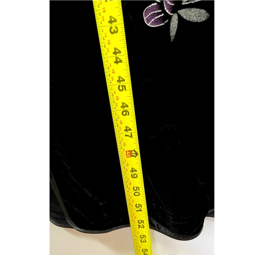 Womens Cheongsam Qipao Floral Velvet Maxi Dress M Black Hand-Painted Silk Blend‎ - Picture 9 of 10